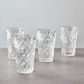Orsina Fleur Highball Glasses – Set of 4 Diamond Textured Glassware