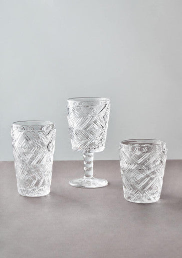 Orsina Fleur Highball Glasses – Set of 4 Diamond Textured Glassware