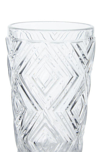 Orsina Fleur Highball Glasses – Set of 4 Diamond Textured Glassware