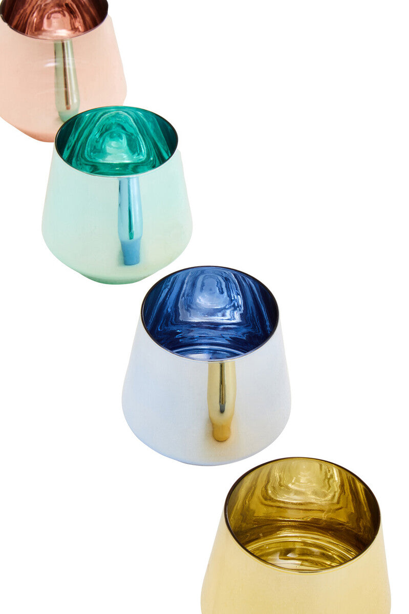 Orsina Aurora Glass Tumblers – Set of 4 Assorted Colorful Drinkware
