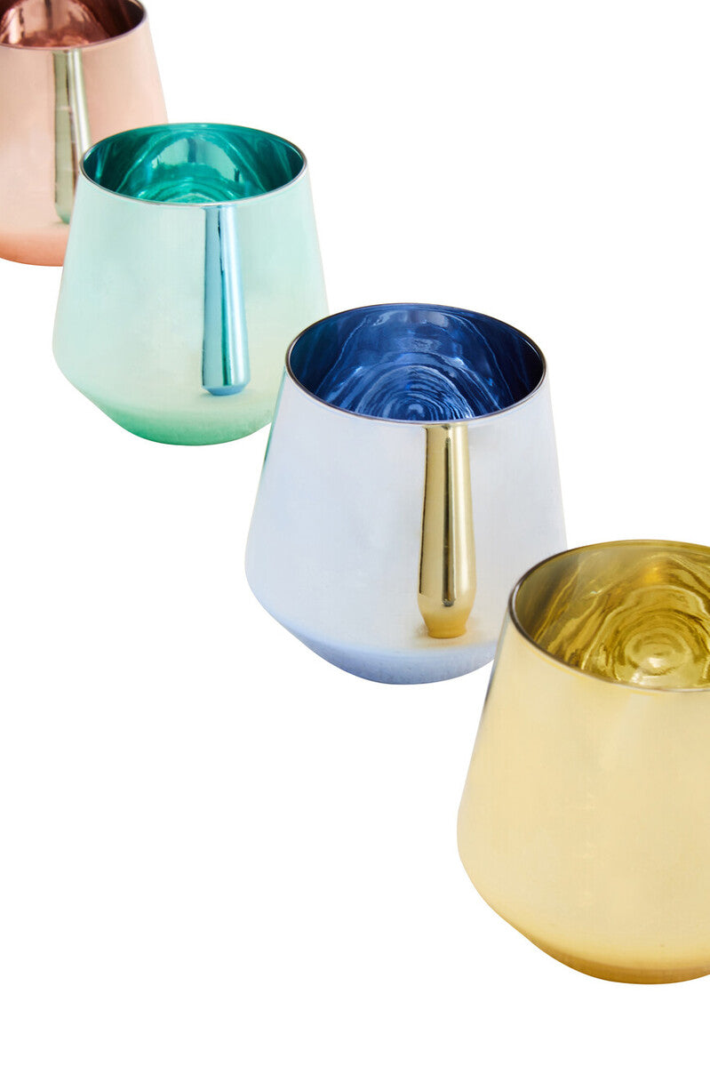 Orsina Aurora Glass Tumblers – Set of 4 Assorted Colorful Drinkware