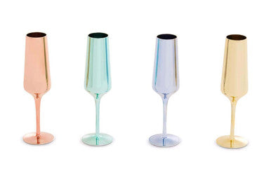 Orsina Aurora Champagne Flutes – Set of 4 Assorted Glassware