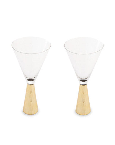 Orsina Astrid Wine Glasses – Set of 2 with Gold Honeycomb Stems