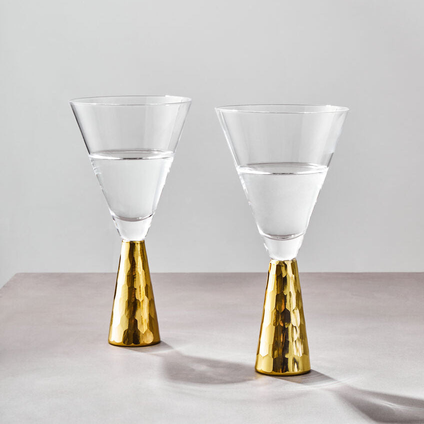Orsina Astrid Wine Glasses – Set of 2 with Gold Honeycomb Stems