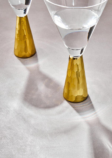Orsina Astrid Wine Glasses – Set of 2 with Gold Honeycomb Stems