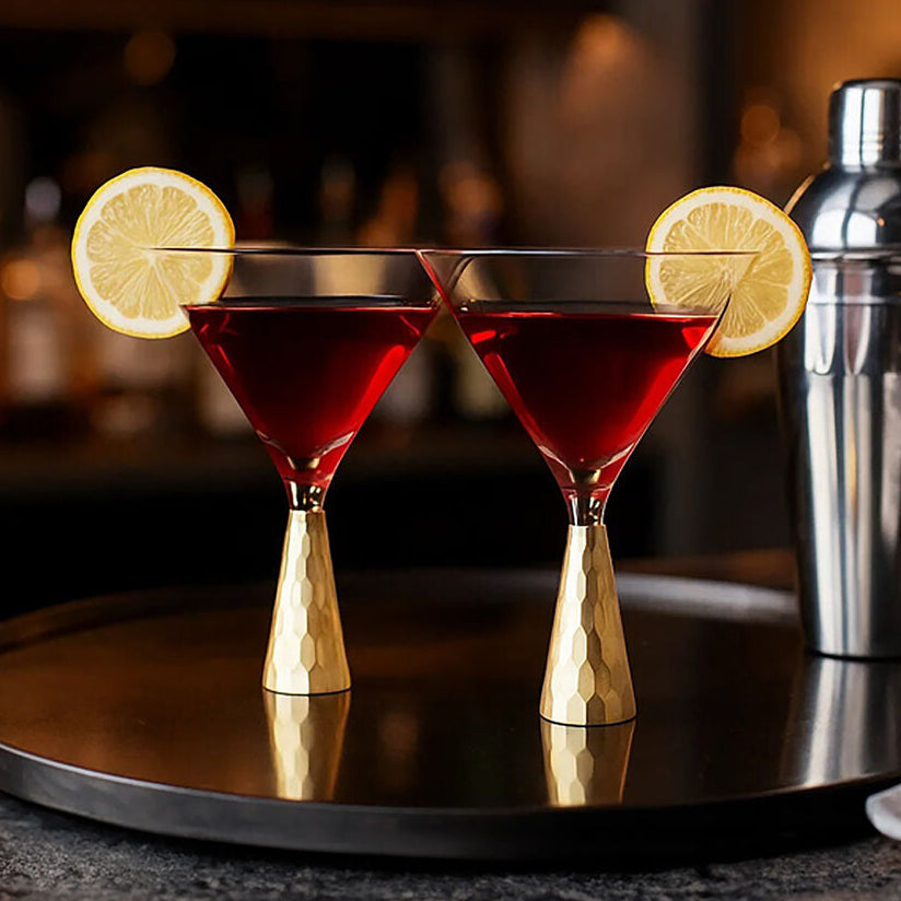 Orsina Astrid Cocktail Glasses – Set of 2 with Gold Finish Stem