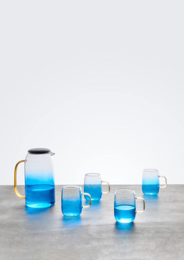 Orsina Noa Glass Ombre Blue Pitcher and Cup Set – 5-Piece Serveware