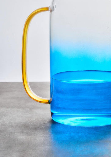 Orsina Noa Glass Ombre Blue Pitcher and Cup Set – 5-Piece Serveware
