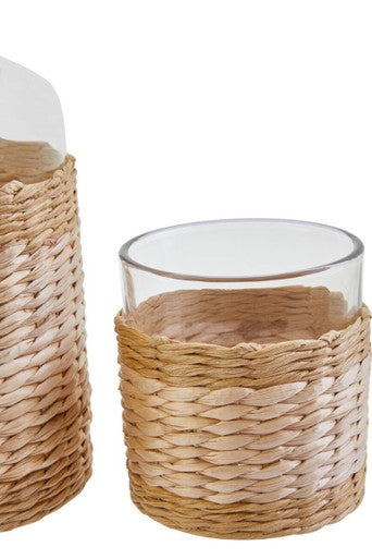 Orsina Juno 3-Piece Glass Decanter Set with Hand-Wrapped Rattan