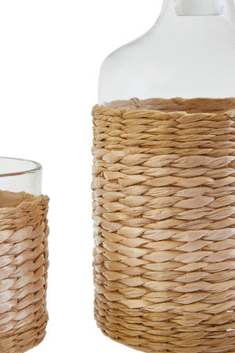 Orsina Juno 3-Piece Glass Decanter Set with Hand-Wrapped Rattan