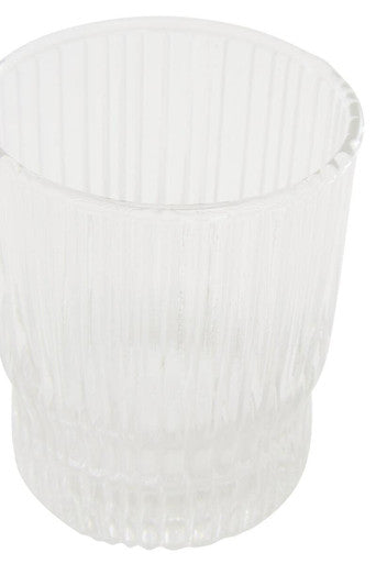 Orsina Juno Ribbed Glass and Jug Set – 3-Piece Clear Glassware