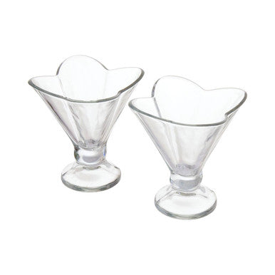 Orsina Torta Flora Glass Sundae Dishes – Set of 4 Petal Dessert Bowls