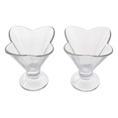 Orsina Torta Flora Glass Sundae Dishes – Set of 4 Petal Dessert Bowls