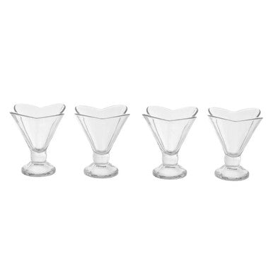 Orsina Torta Flora Glass Sundae Dishes – Set of 4 Petal Dessert Bowls