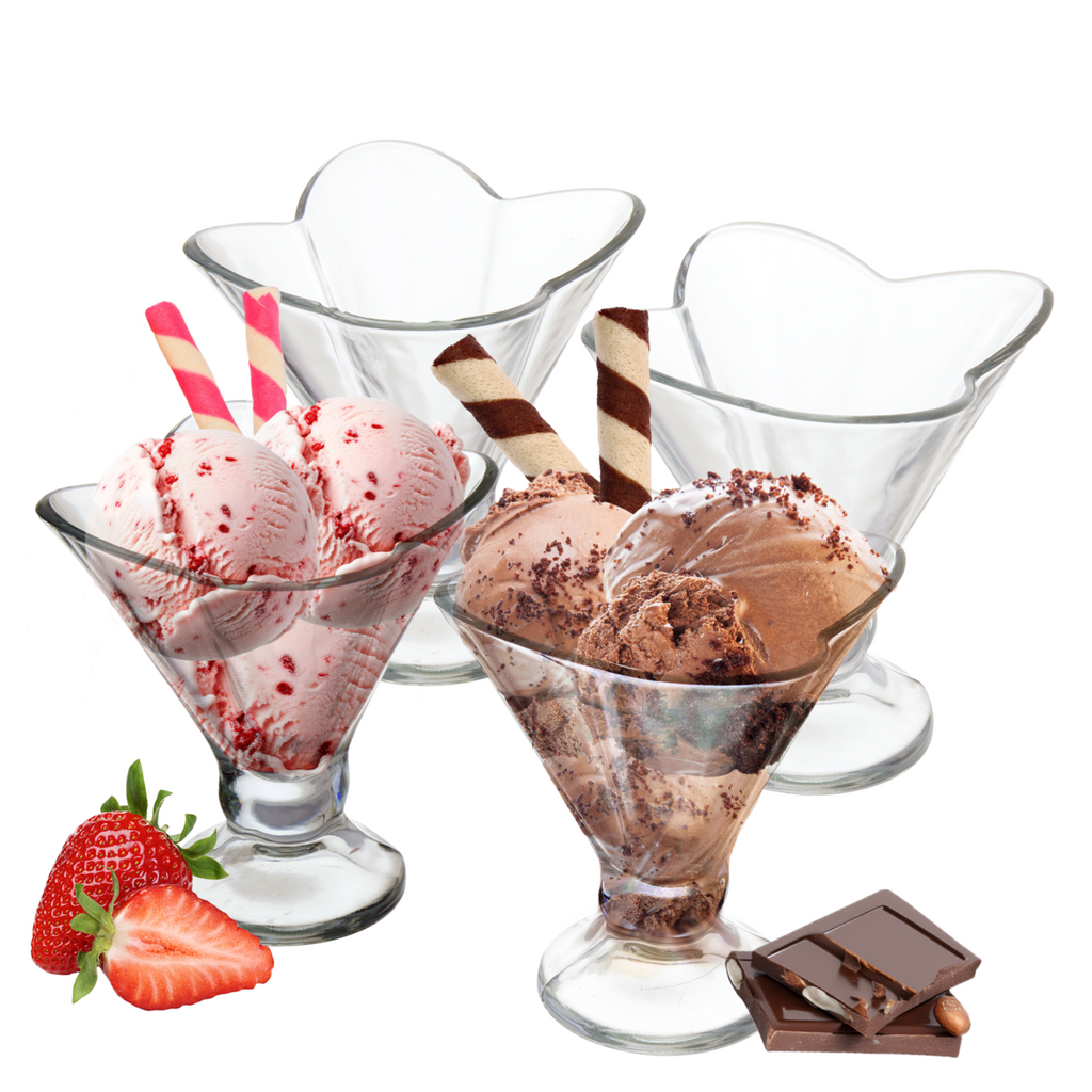 Orsina Torta Flora Glass Sundae Dishes – Set of 4 Petal Dessert Bowls