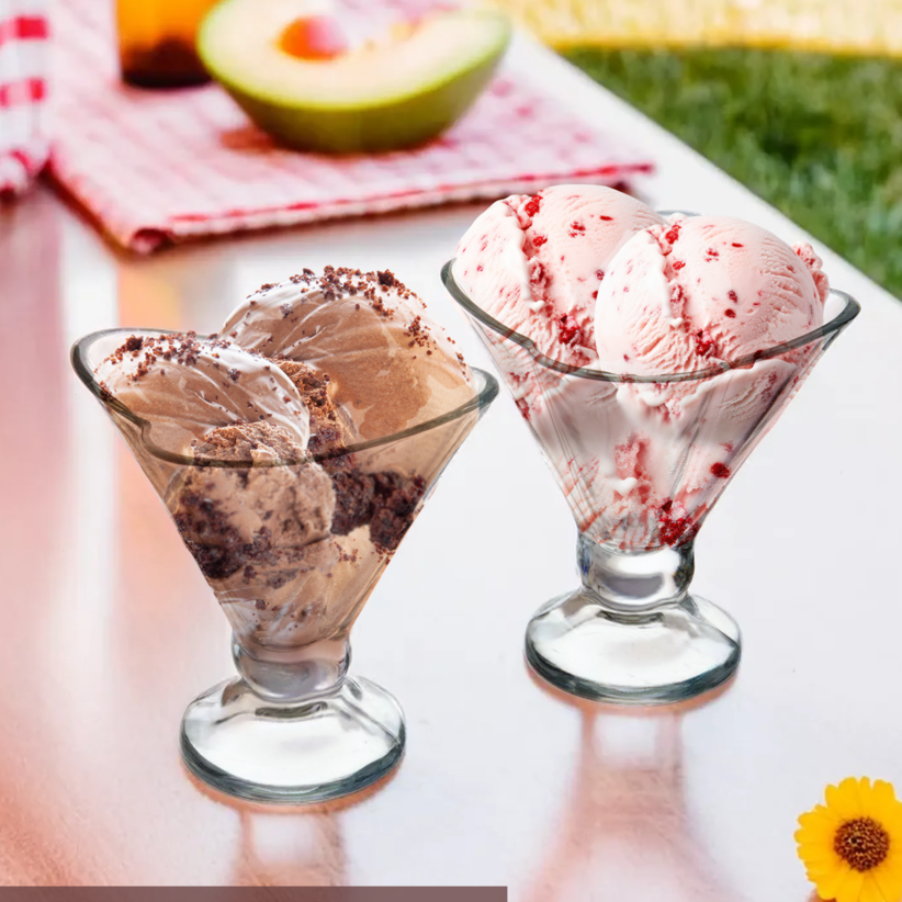 Orsina Torta Flora Glass Sundae Dishes – Set of 4 Petal Dessert Bowls