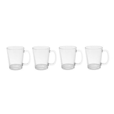 Orsina Torta Clear Glass Mugs – Set of 4 Tapered Coffee and Tea Cups