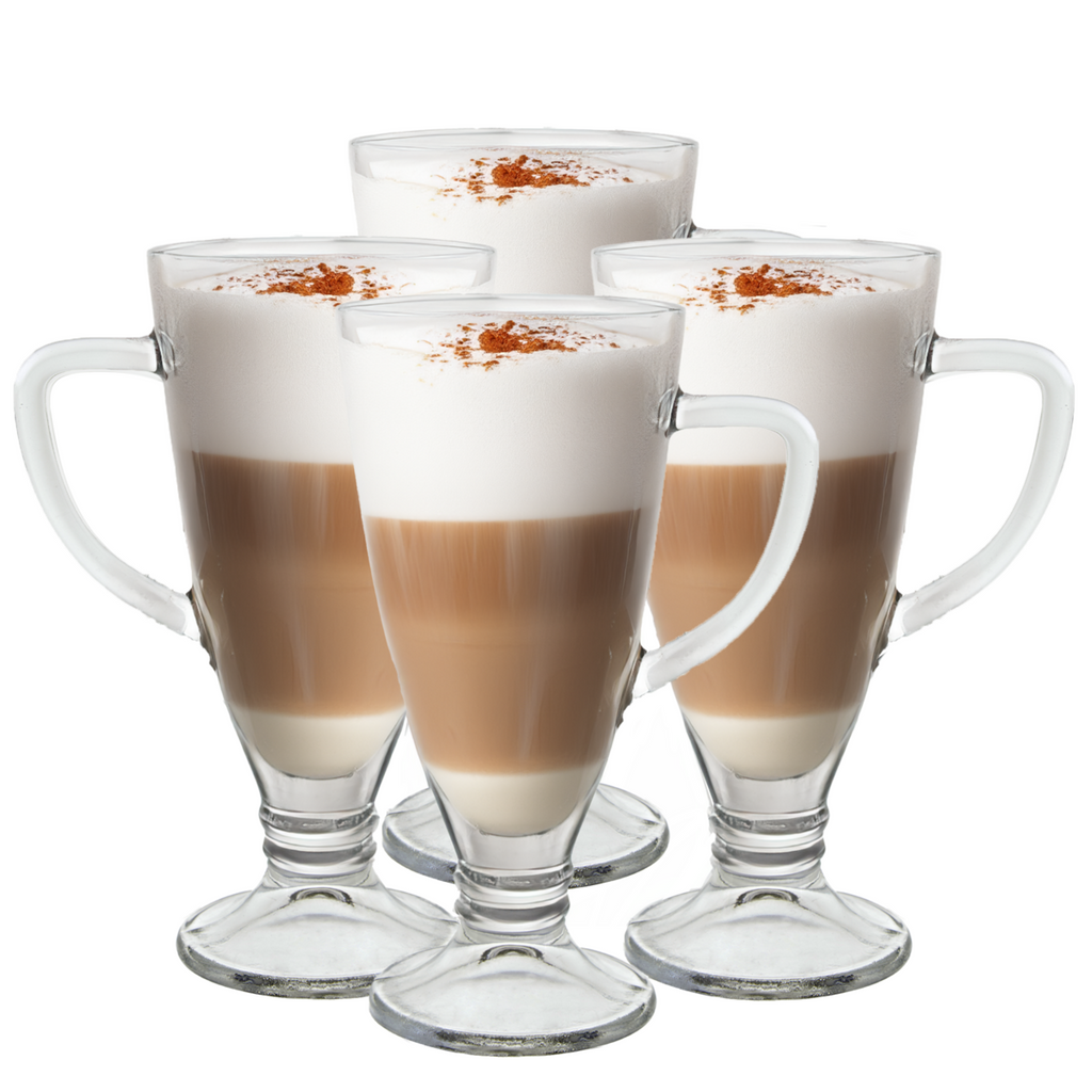 Orsina Torta Latte Glasses – Set of 4 Tapered Glass Coffee Mugs