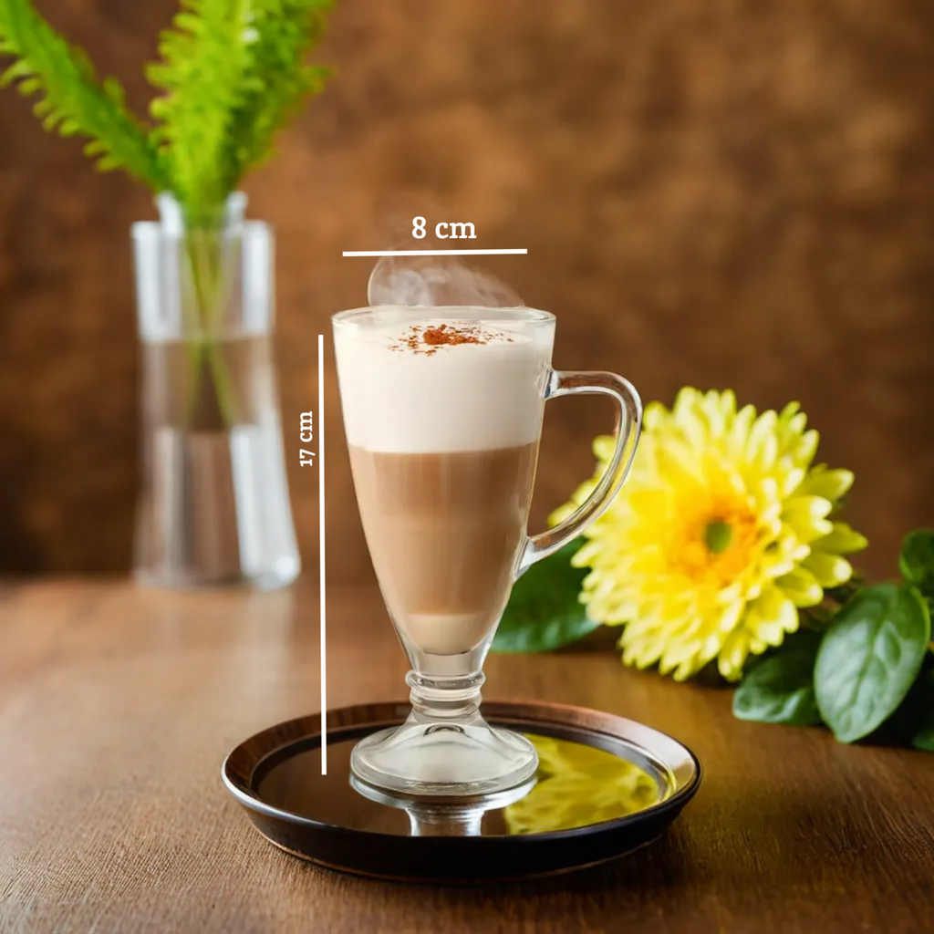 Orsina Torta Latte Glasses – Set of 4 Tapered Glass Coffee Mugs