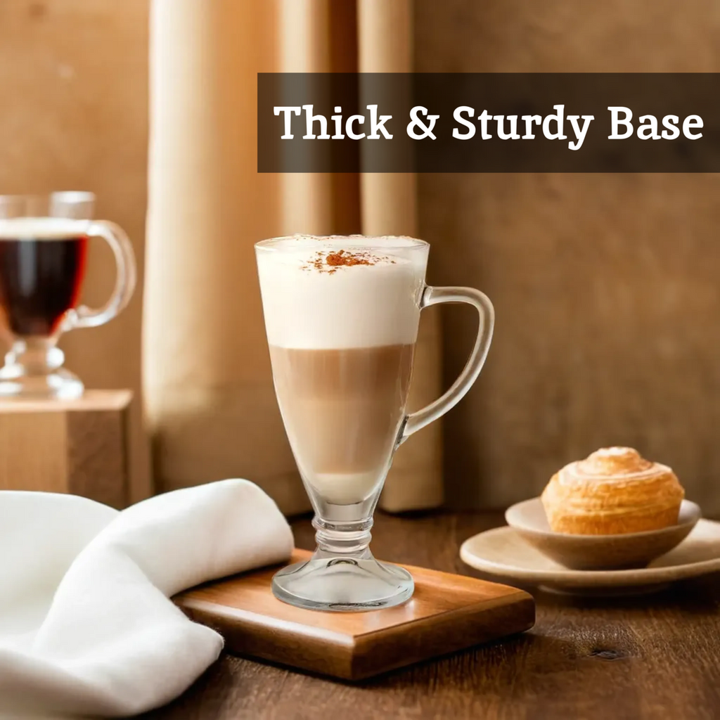 Orsina Torta Latte Glasses – Set of 4 Tapered Glass Coffee Mugs