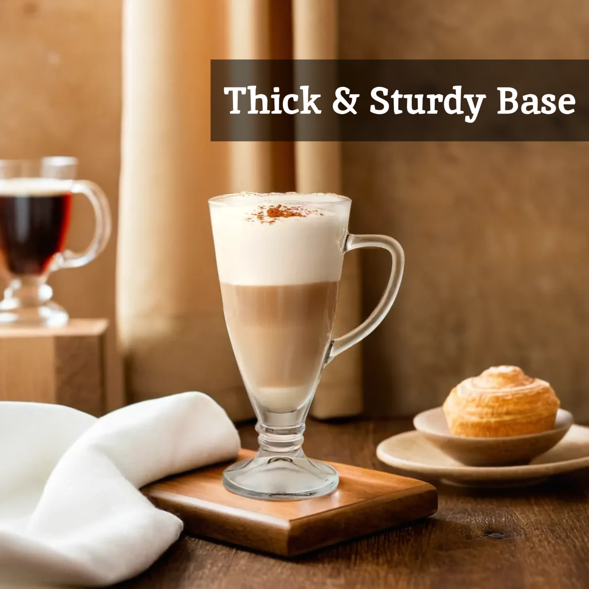 Orsina Torta Latte Glasses – Set of 4 Tapered Glass Coffee Mugs