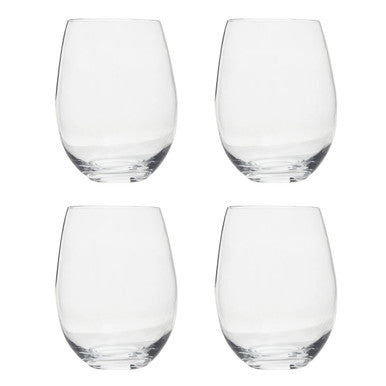 Orsina Ada Crystal Tumblers – Set of 4 Rounded Glassware for Cocktails