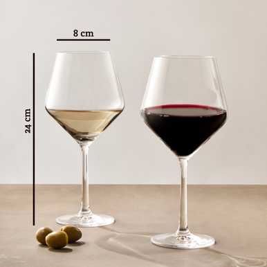 Orsina Crystal Burgundy Wine Glasses – Set of 2 Large Stemmed Goblets
