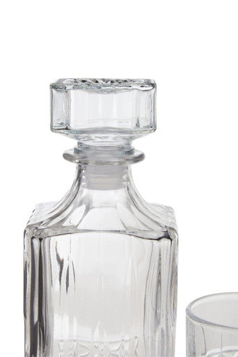 Orsina Dayla Diamond Pattern Whiskey Decanter and 4 Glass Barware Set