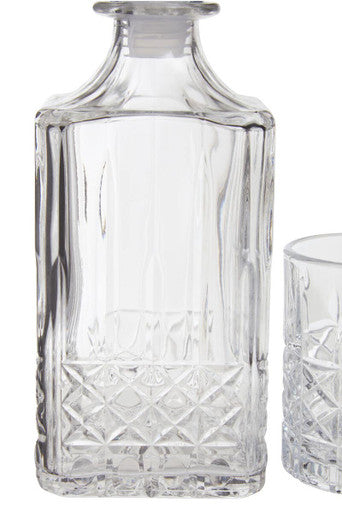 Orsina Dayla Diamond Pattern Whiskey Decanter and 4 Glass Barware Set