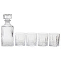 Orsina Dayla Ribbed Glass Whisky Decanter and 4 Glasses Barware Set