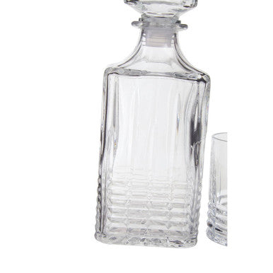 Orsina Dayla Ribbed Glass Whisky Decanter and 4 Glasses Barware Set
