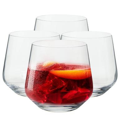 Orsina Ada Crystal Large Tumblers – Set of 4 Modern Cocktail Glasses