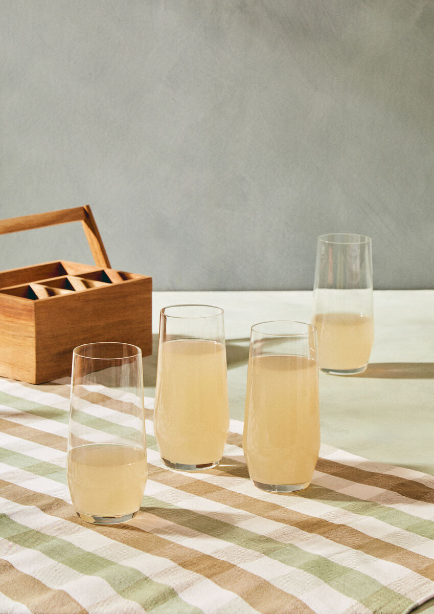Orsina Ada Crystal Highball Glasses – Set of 4 Modern Cocktail Glassware