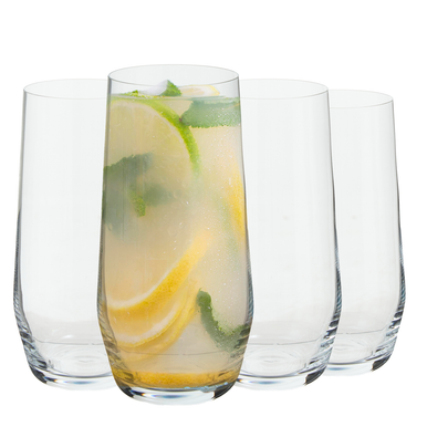 Orsina Ada Crystal Highball Glasses – Set of 4 Modern Cocktail Glassware