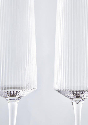 Orsina Eldon Ribbed Champagne Flutes – Set of 4 Crystal Glasses