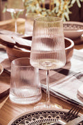 Orsina Eldon Ribbed Wine Glasses – Set of 4 Clear Crystal Stemware