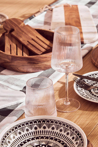 Orsina Eldon Ribbed Wine Glasses – Set of 4 Clear Crystal Stemware