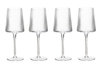 Orsina Eldon Ribbed Wine Glasses – Set of 4 Clear Crystal 430ml