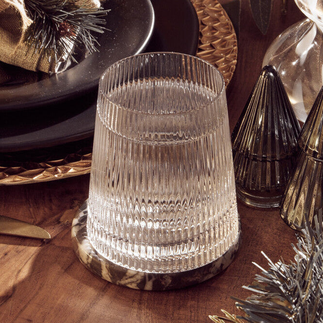 Orsina Eldon Ribbed Glass Tumblers – Set of 4 Clear 380ml Glasses