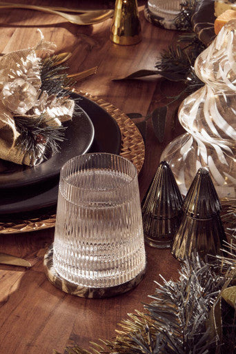 Orsina Eldon Ribbed Glass Tumblers – Set of 4 Clear 380ml Glasses