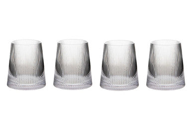 Orsina Eldon Ribbed Glass Tumblers – Set of 4 Stackable 380ml Glasses