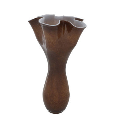 Orsina Chocolate Brown Glass Vase – Flared Sculptural Floral Vessel