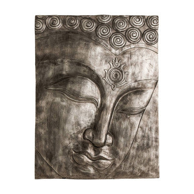 Orsina Buddha Wall Art – Large Silver Plaque with Antique Finish