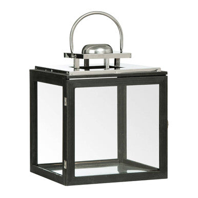 Orsina Regents Park Large Stainless Steel Lantern - Black Wood Frame