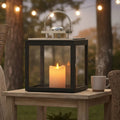 Orsina Regents Park Large Stainless Steel Lantern - Black Wood Frame