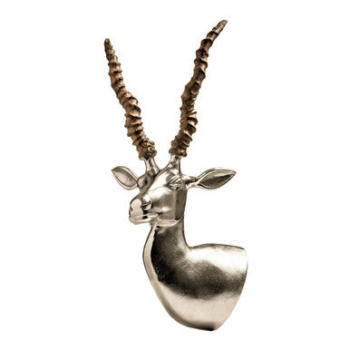 Orsina Silver Gazelle Wall Mounted Sculpture – Modern Animal Art