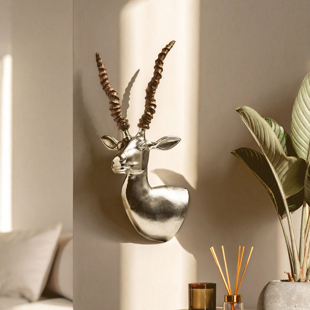 Orsina Silver Gazelle Wall Mounted Sculpture – Modern Animal Art