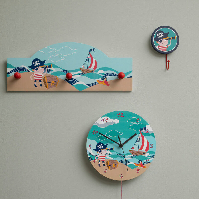 Orsina Pirate Wall Hooks – Set of 3 MDF & Metal Kids Storage Hooks