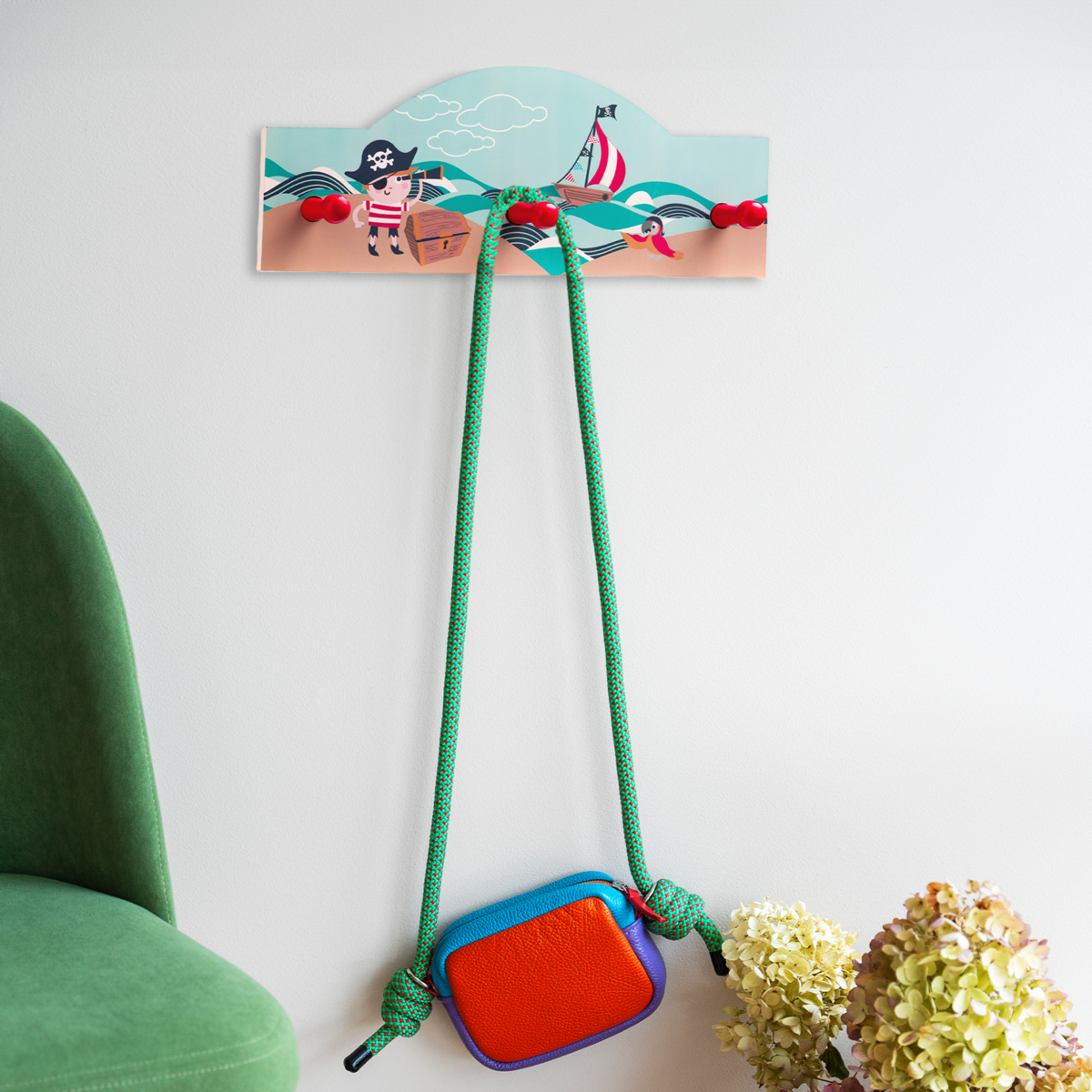 Orsina Pirate Wall Hanger – Kids MDF Storage Hooks for Playrooms