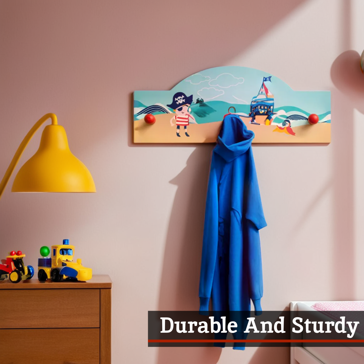 Orsina Pirate Wall Hanger – Kids MDF Storage Hooks for Playrooms